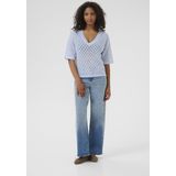 Kaffe - Windsurfer Melange - V-Neck Pullover - Blauw - Wol