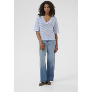 Kaffe - Windsurfer Melange - V-Neck Pullover - Blauw - Wol