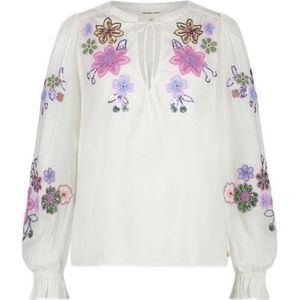 Fabienne Chapot Top Met Borduursels Ecru/roze/paars - Maat M