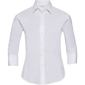 Russell Collection Dames/Dames Easy-Care 3/4 mouw shirt (Wit)