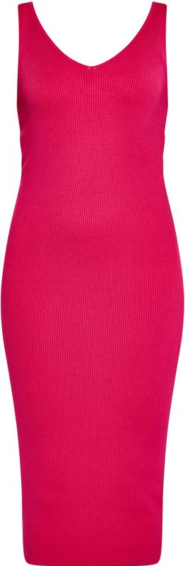 myMo at night - Gebreide Jurk - Fuchsia - 3/4 Lengte - Mouwloos