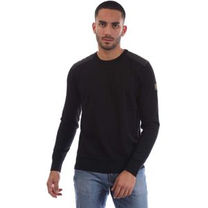 Heren Belstaff Merino Kerrigan Crew Neck Trui in Zwart