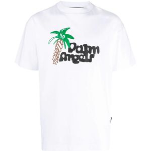 Palm Angels schetsmatig palmboomprint klassiek T-shirt in wit