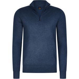 Mario Russo Sweaters Half Zip Trui Jeans Blue Blauw - Maat 3XL