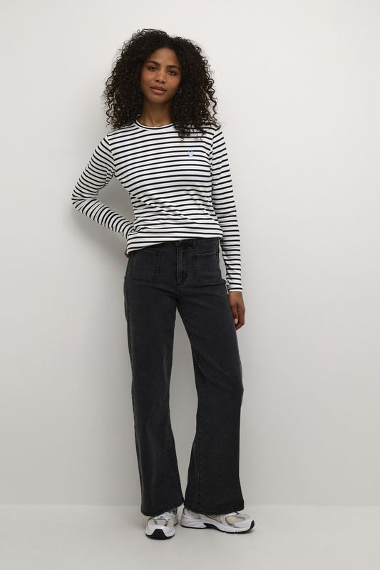 Jeans - Black Washed Denim - Regular Fit - Hoge Taille - Volledige Lengte