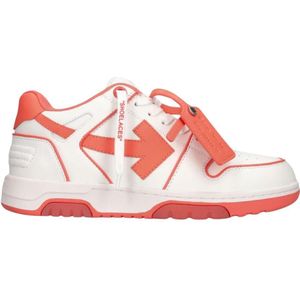 Off-White Out Of Office Coral Red Calf Leather Sneakers