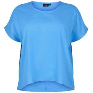 Zizzi T-shirt VFLEX Met Linnen Blauw - Maat 4XL - 5XL