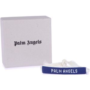 Palm Angels - Logo Armband - Blauw-Wit - Geweven Effect