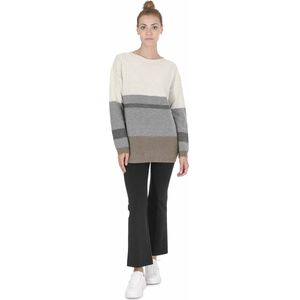 Crown Of Edinburgh Cashmere Damessweater Met Boothals Coe 0017 Grijs/CrãˆMe/Taupe