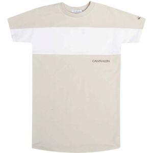 Girl's Calvin Klein Junior Colourblock T-Shirt Dress In Beige - Maat 14J / 164cm