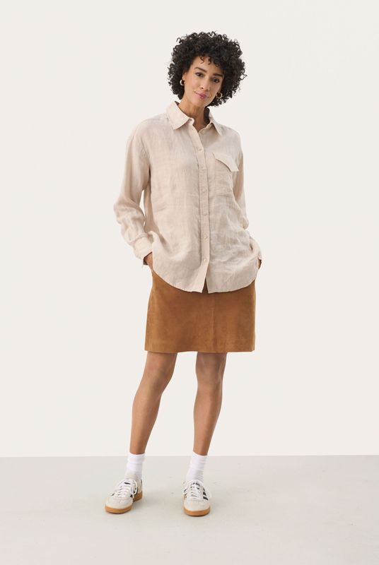 Blouse - Effen - Linnen - Lange Mouw - Losse Pasvorm