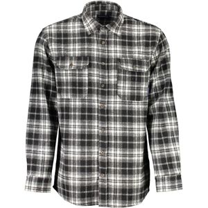 Flannel Shirt - Zwart - Katoenen Overhemd - Lange Mouwen - Italiaanse Kraag