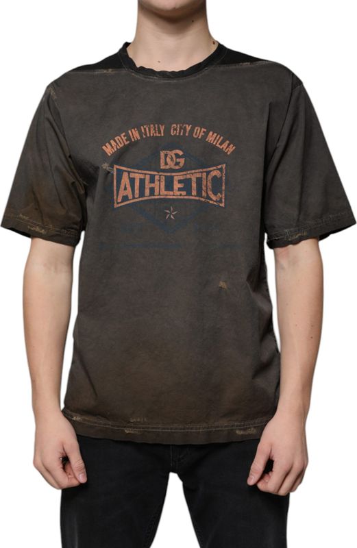 Dolce & Gabbana - Round Neck T-shirt - Bruin - Katoen - Graphic Print