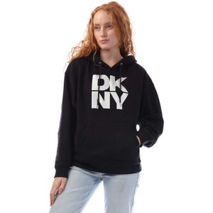DKNY Dames/Dames Folie Logo Hoodie (Zwart/Zilver)