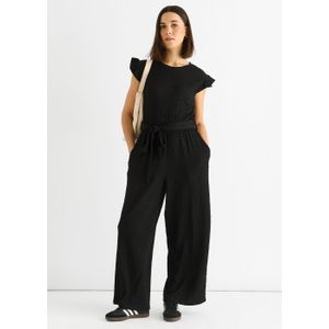 Jumpsuit met elastische textuur en kraag met elastiek