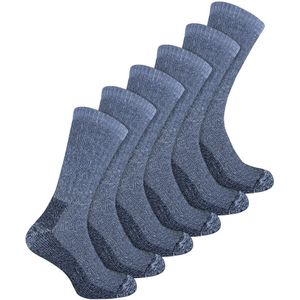 Sock Snob - 6 Paar Heren Wolrijke Wandelsokken | Winter Ademende Wol Sokken - Blauw
