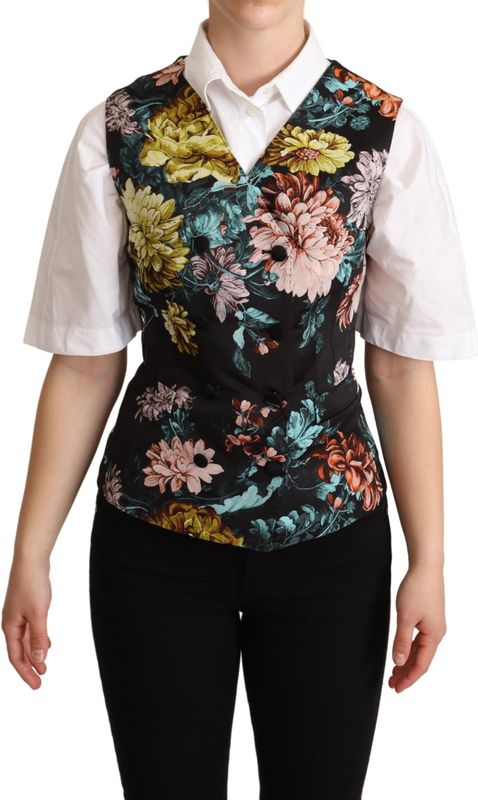 Dolce & Gabbana Dames Zwarte Jacquard Bloemen Gilet