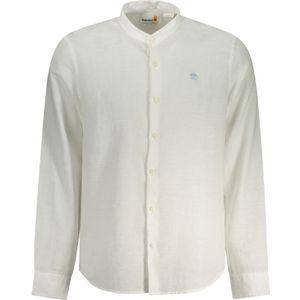 Linnen Overhemd - Wit - Slim Fit - Lange Mouwen - Mandarin Kraag