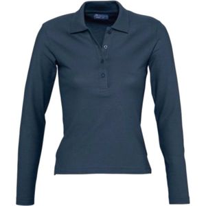 SOLS Dames/dames Podium Lange Mouw Pique Katoenen Polo Shirt (Denim) - Maat XL