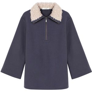 SWEATSHIRT MET KRAAG VAN Imitatiebont