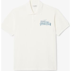 Heren Lacoste Classic Fit Bedrukt L.12.12 Poloshirt in Crème