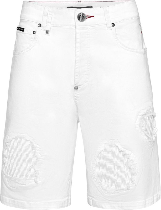 Philipp Plein - Formentera Skull - Korte Broeken - Wit - Denim
