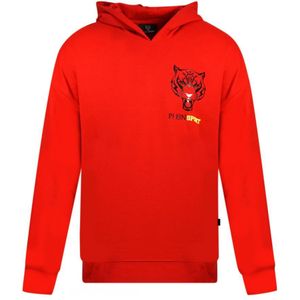 Plein Sport Block Tiger-logo op de borst Rode hoodie