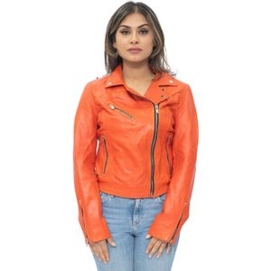 Baku - Dames Leren Biker Jas - Zwart - Leren Materialen