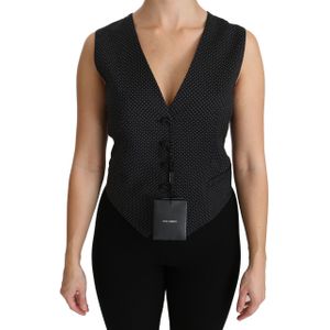 Dolce & Gabbana Zwarte Gestippelde Giletop Blouse