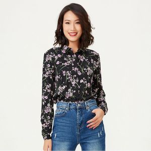 Recht Gesneden Shirt Met Bloemenprint - Maat 2XS