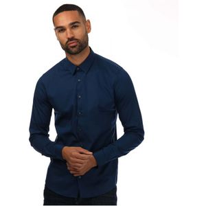 Calvin Klein Poplin Stretch Overhemd Voor Heren, Marineblauw - Maat 2XS