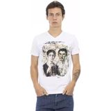 Trussardi - Action - T-shirt - Wit - Elegante Designer Tee met V-hals