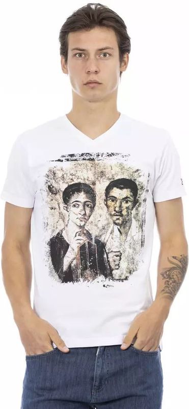 Trussardi - Action - T-shirt - Wit - Elegante Designer Tee met V-hals