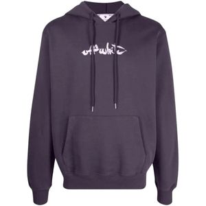 Off-White - Hoodie - Aubergine - Slim Fit - Gebroken Wit - Arrow-logo