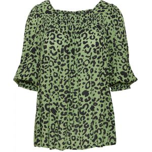 Fransa Plus Size Selection Top FPJOYCE Met Dierenprint Groen/zwart - Maat 3XL