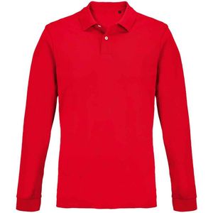 SOLS unisex volwassen piqué poloshirt met lange mouwen (Rood)