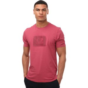 Heren-T-shirt C.P. Company Jersey Label Style Logo in Roze