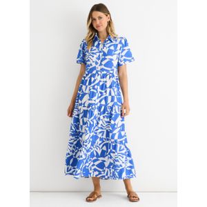 Blauwe oversized maxi-jurk met Azteekse print