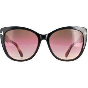 Tom Ford Cat Eye Dames Zwart en Havana Brown Pink Gradiënt FT0937 Nora zonnebril | Sunglasses