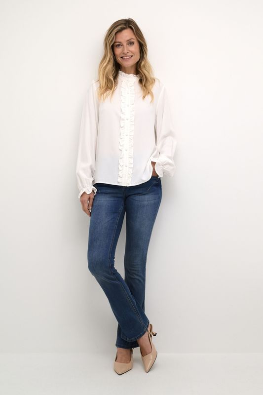 Cream - Crvenea Frill Shirt - Blouse - Wit - 100% Viscose