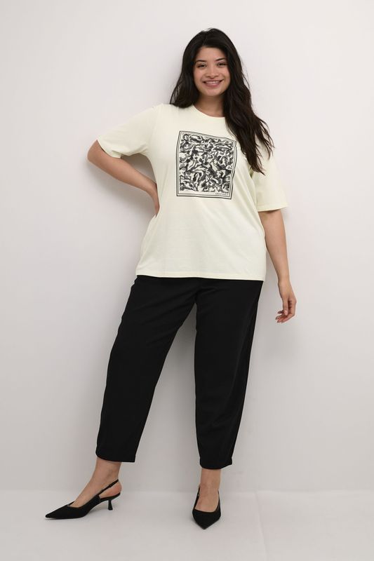 KAFFE CURVE Shirt 'Meri'  crème / zwart