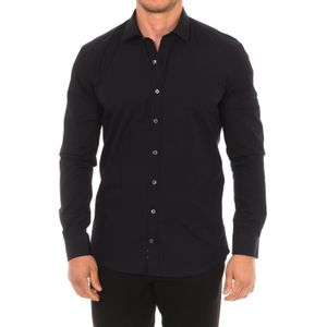 Slank overhemd met lange mouwen en reverskraag POPELINE14 man