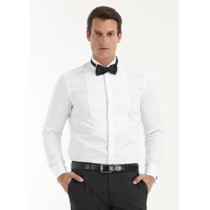 Chemise de smoking unie à double manchette et col cassé