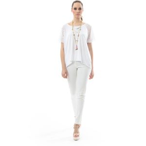 Conquista - Top - Wit - Korte Mouwen - Kantdetail - A-lijn
