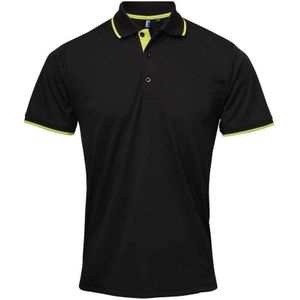 Premier Heren Coolchecker Contrast Pique Poloshirt (Zwart/Lijkgroen)