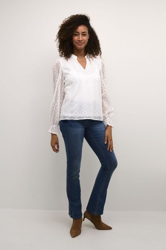 Cream - Crdanika Ls Lace Blouse - Blouse - Wit - 100% Polyester