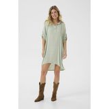 Cream - Lark - Jurk - Pastelgroen - Knielengte - Capuchon met Trekkoord