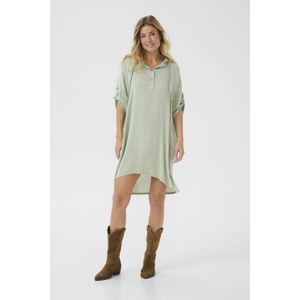 Cream - Lark - Jurk - Pastelgroen - Knielengte - Capuchon met Trekkoord