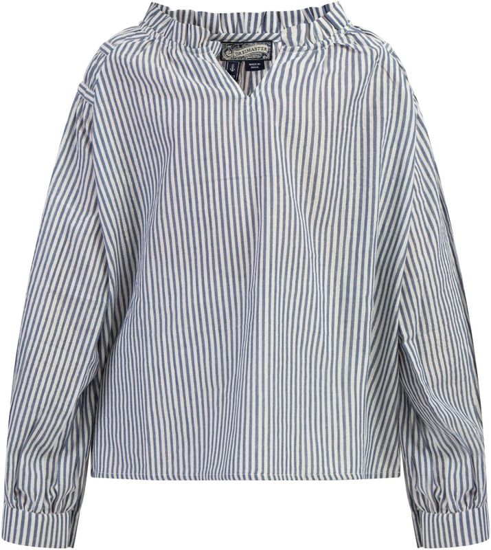 DreiMaster - Blouse - Blauw-wit Gestreept - Licht Katoen