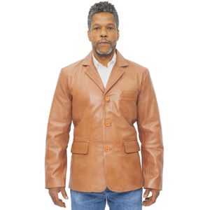 Heren - Blazerjack - Dubai - Leren - 3-knops - Slank Silhouet